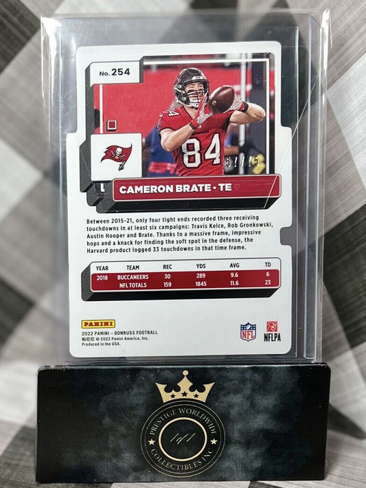 CAMERON BRATE 2022 Donruss PRESS PROOF SILVER DIE-CUT /75 #254 TB Buccaneers