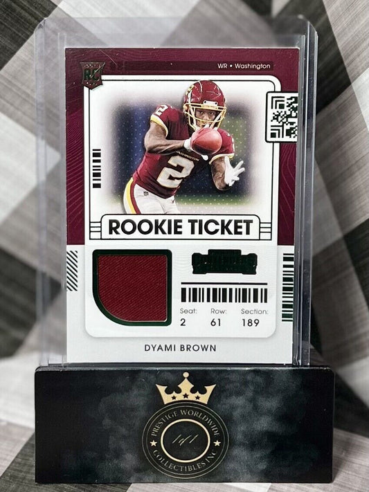 DYAMI BROWN 2021 PANINI CONTENDERS ROOKIE TICKET PATCH Green #RTS-DBR Commanders