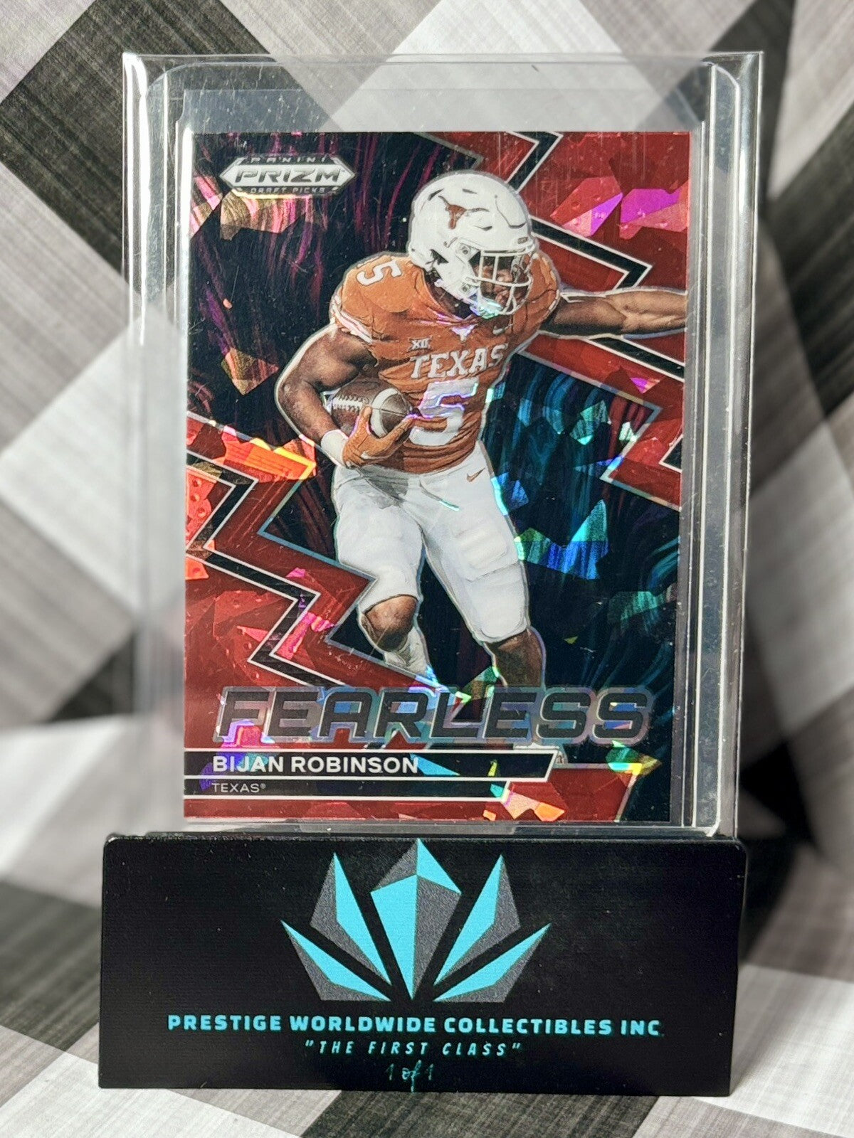 Bijan Robinson 2023 Prizm Draft Picks Fearless Red Ice #F-21 Texas & Falcons RC