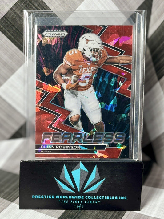 Bijan Robinson 2023 Prizm Draft Picks Fearless Red Ice #F-21 Texas & Falcons RC
