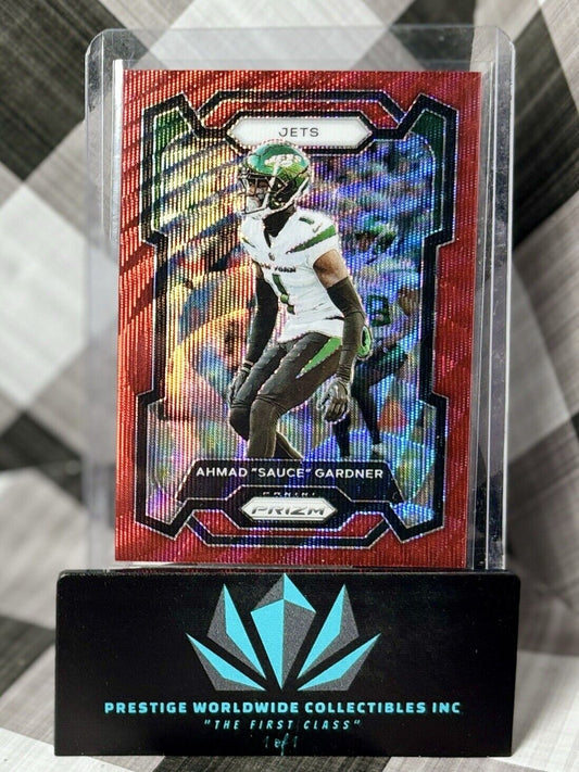 Ahmad "Sauce" Gardner 2023 Panini Prizm Red Wave Prizm /149 #228 New York Jets
