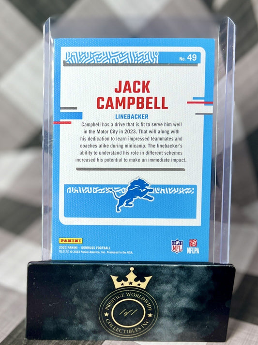 Jack Campbell 2023 Donruss Bronze Rated Rookie Canvas #49 Detroit Lions RC