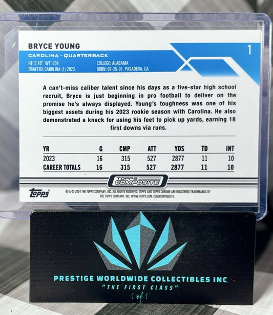 Bryce Young 2023 Topps Composite Chrome Rookie #1 Carolina Panthers RC