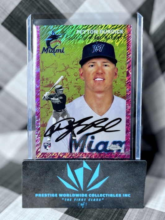 Peyton Burdick 2023 Topps Chrome Platinum Fuchsia Toile Rookie /100 #61 Marlins
