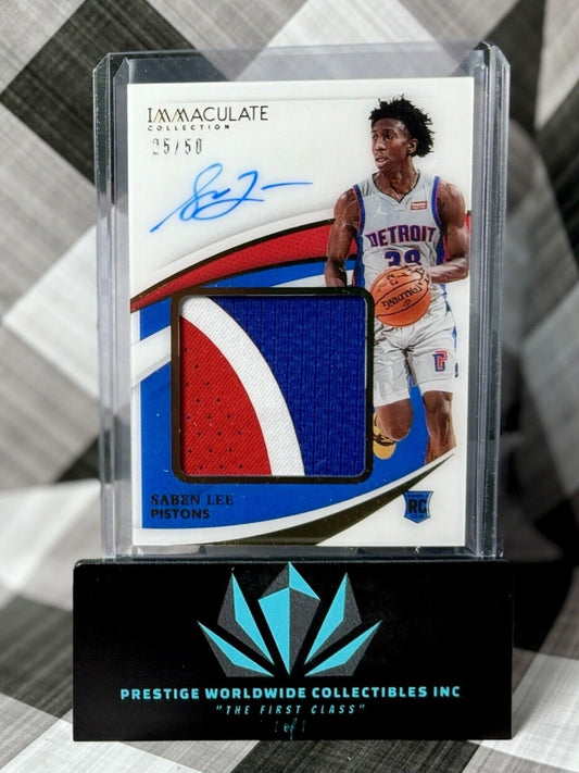 Saben Lee 2020-21 Immaculate Premium Rookie Patch Auto /50 #PPA-SBL Detroit RPA