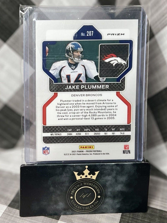 JAKE PLUMMER 2021 PANINI PRIZM B&W CHECKERBOARD SSP #207 DENVER BRONCOS CASE HIT