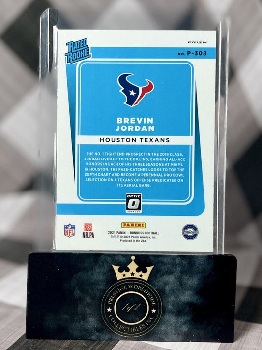 Brevin Jordan 2021 Optic Rated Rookie Holo Red Green Preview #P-308 Texans RC