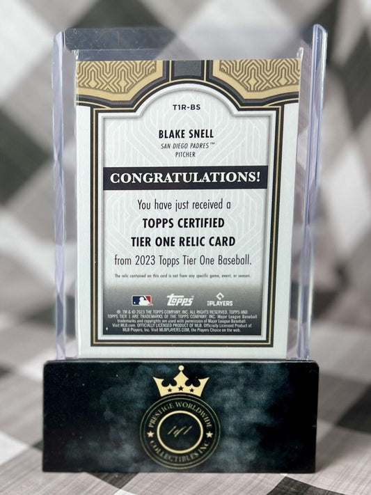 Blake Snell 2023 Topps Tier One Game Used Relic /400 #T1R-BS San Diego Padres