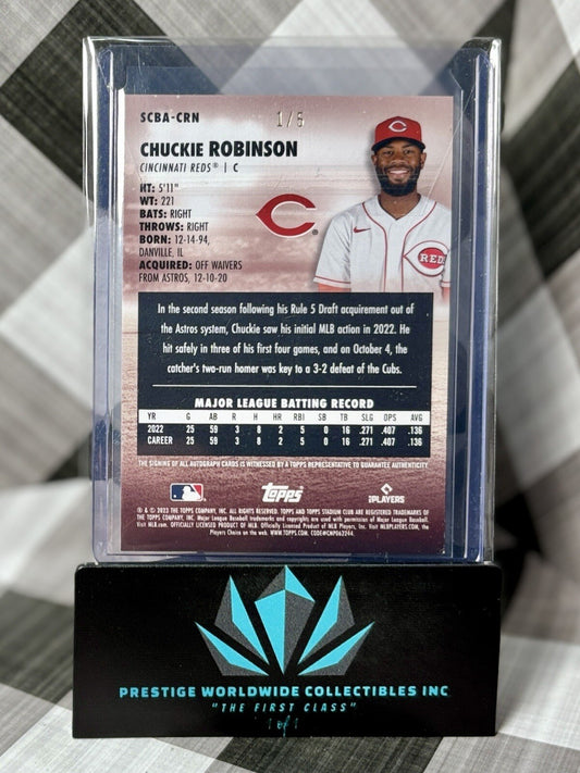 Chuckie Robinson 2023 Topps Stadium Club Orange Foil Auto /5 #SCBA-CRN Reds CWS