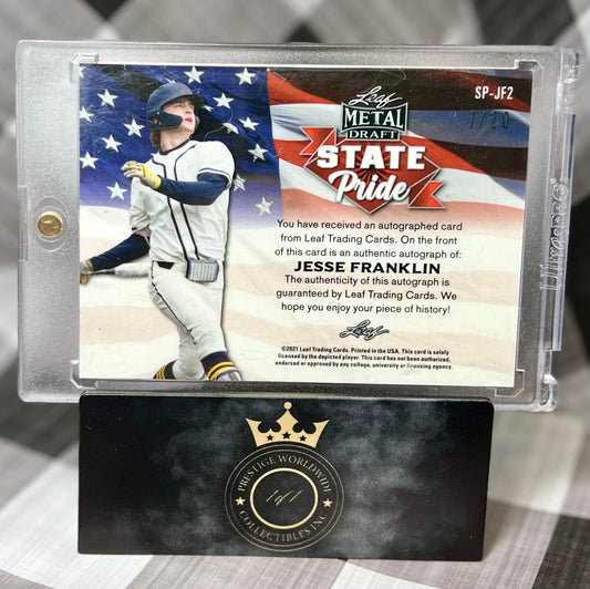 Jesse Franklin 2021 Leaf Metal Draft Blue Wave Refractor Auto 7/20 #SP-JF2