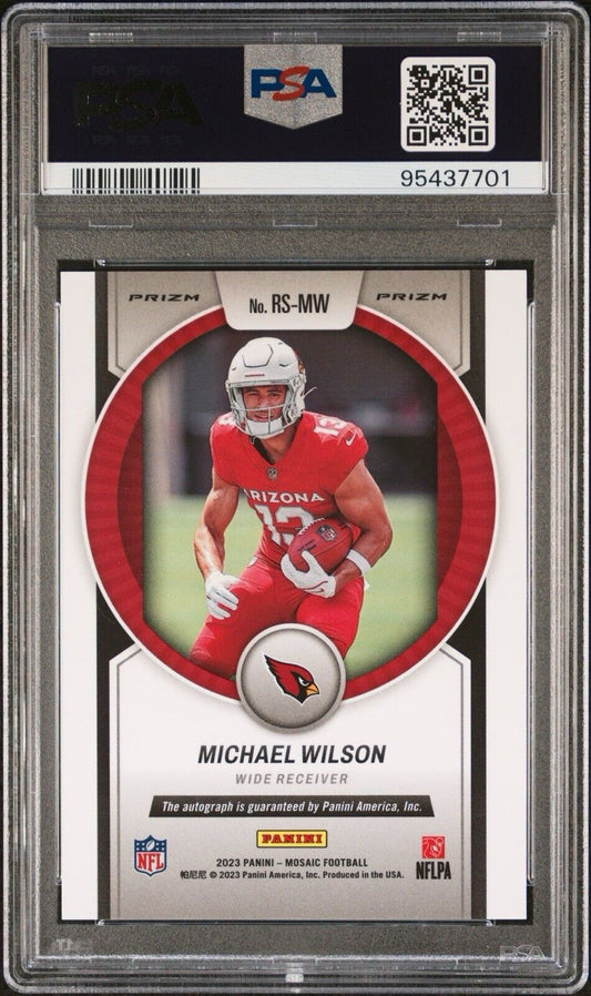 Michael Wilson 2023 Mosaic Rookie Scripts Silver Auto PSA 10 #RS-MW Cardinals RC