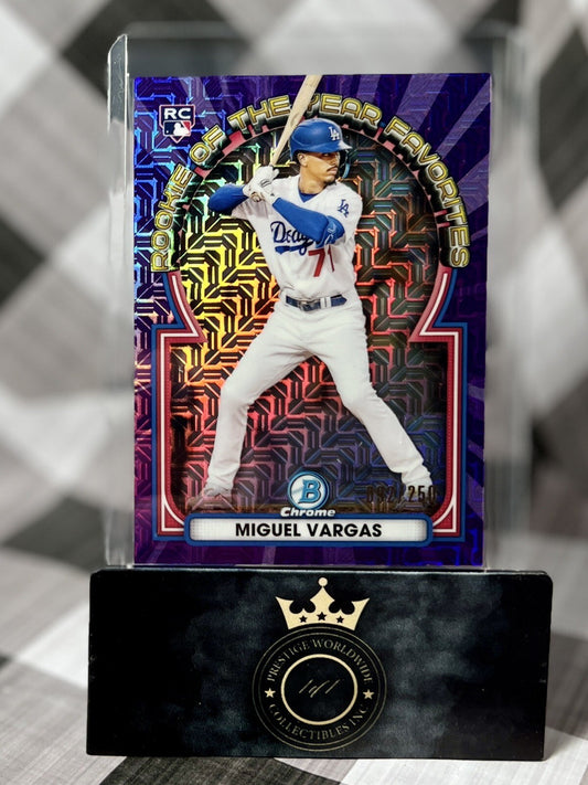 Miguel Vargas 2023 Bowman Chrome Purple Mojo Rookie OY Fave's /250 #ROYF-12 LAD