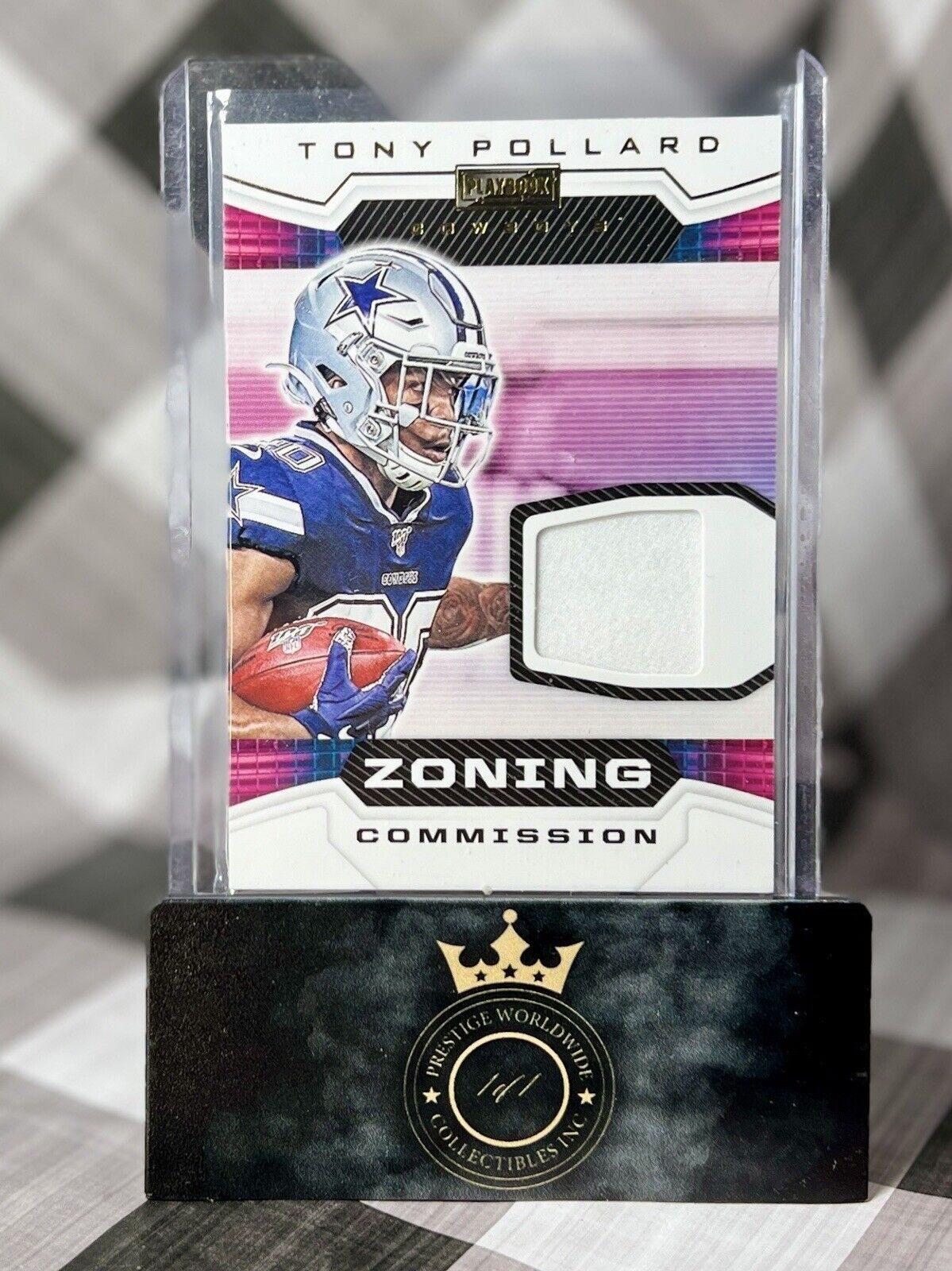 Tony Pollard 2020 Playbook Zoning Commission Patch Relic #ZC-7 Dallas Cowboys SP