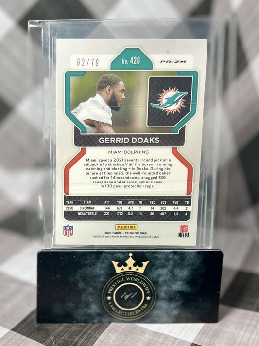 Gerrid Doaks 2021 Prizm No Huddle Blue Disco Rookie /79 #426 Miami Dolphins RC
