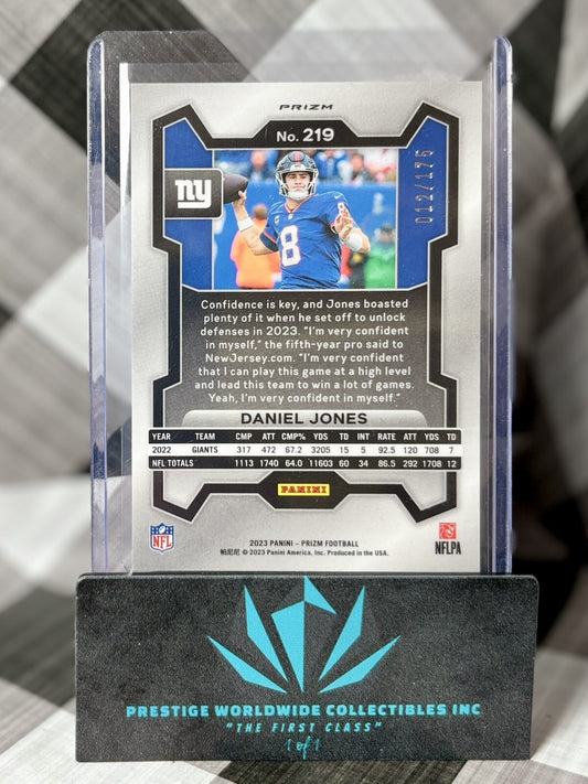 Daniel Jones 2023 Panini Prizm Green Hyper Prizm /175 #219 New York Giants SP
