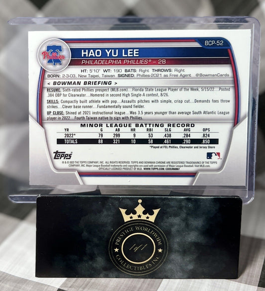Hao Yu Lee 2023 Bowman Chrome 1st Mojo Refractor #BCP-52 Phillies Prospect RC