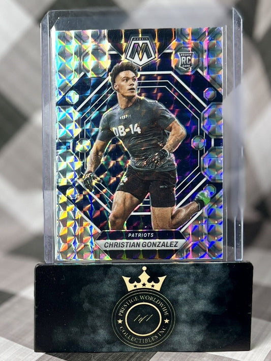 Christian Gonzalez 2023 Mosaic Silver Prizm Rookie #300 New England Patriots RC