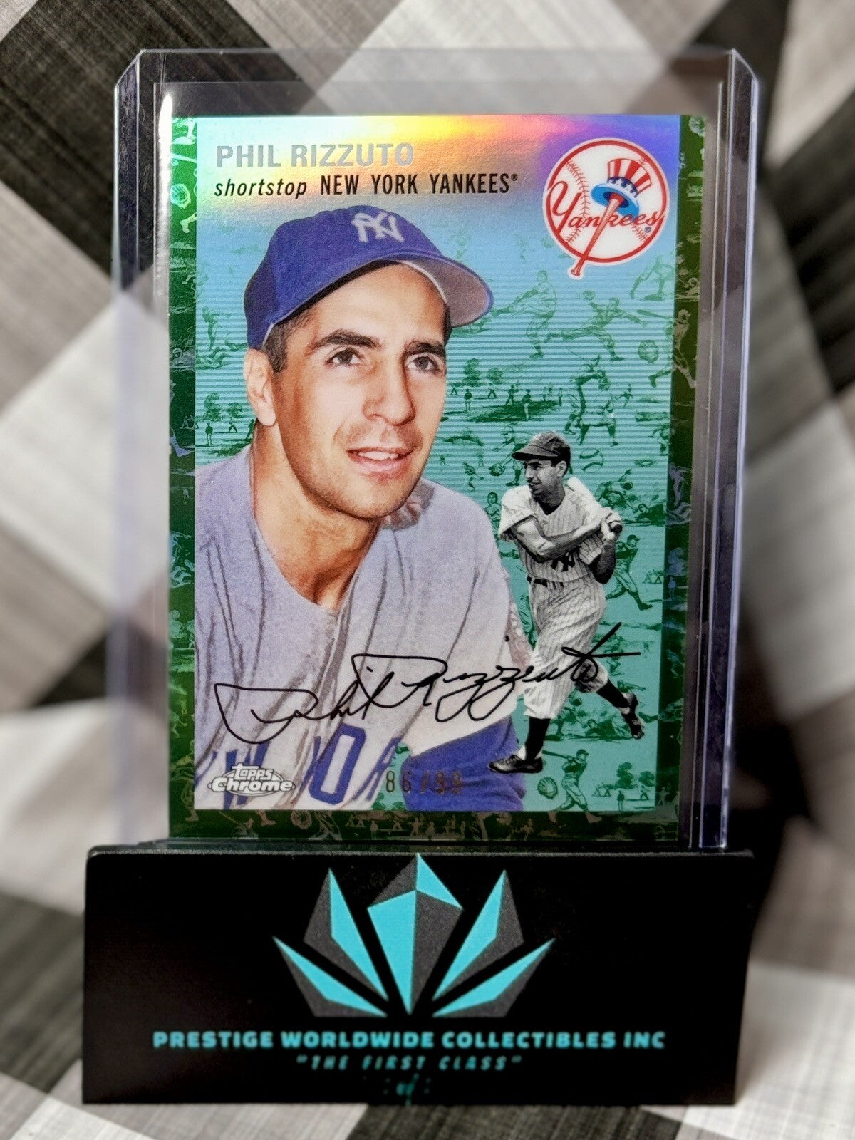 Phil Rizzuto 2023 Topps Chrome Platinum Green Toile Refractor /99 #301 Yankees
