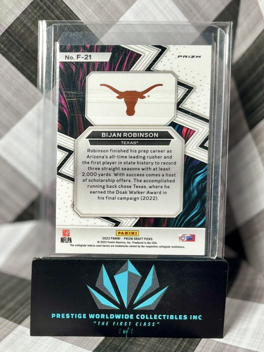 Bijan Robinson 2023 Prizm Draft Picks Fearless Red Ice #F-21 Texas & Falcons RC