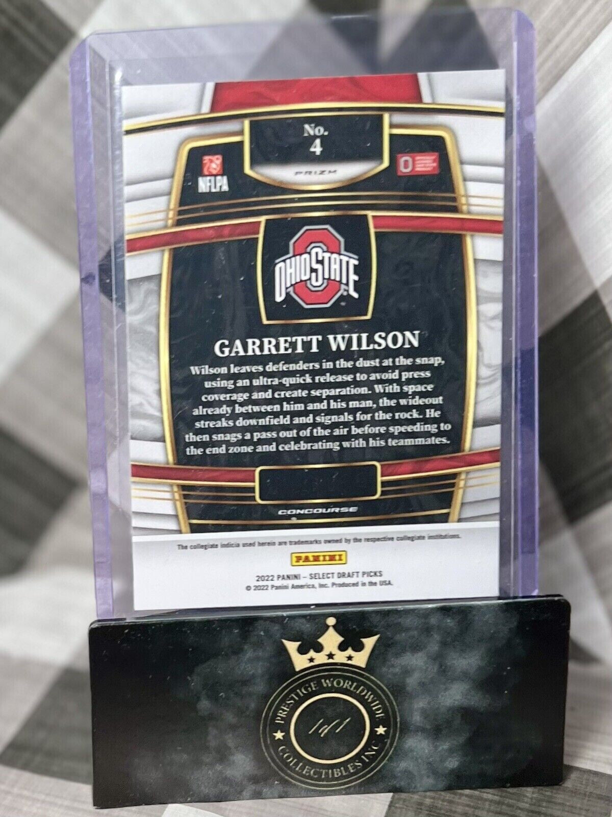 Garrett Wilson 2022 Select Draft Picks Silver Prizm Rookie Concourse #4 Jets OSU