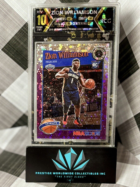 Zion Williamson 2019-20 NBA Hoops Premium Stock Purple Disco Refractor #296 NOP