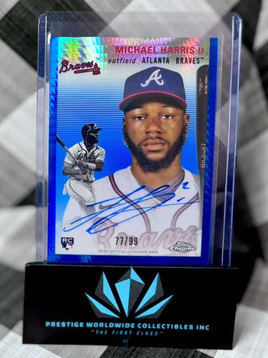Michael Harris II 2023 Topps Chrome Platinum Blue Ref. Rookie Auto /99 #CPA-MH