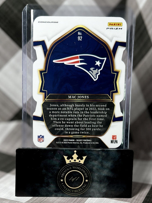 MAC JONES 2022 Select Football SILVER PRIZM DIE-CUT CONCOURSE #92 - PATRIOTS