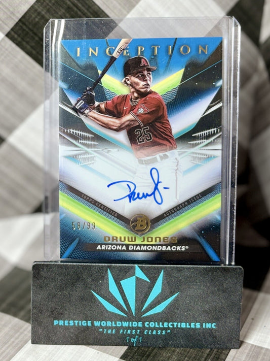 Druw Jones 2023 Bowman Inception Blue Foil On Card Auto /99 #BPA-DJ Diamondbacks