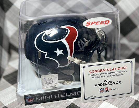 Will Anderson Jr Auto Speed Mini Helmet Fanatics COA Texans Rookie Signature