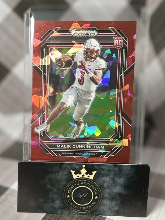 Malik Cunningham 2023 Panini Prizm Draft Picks Red Cracked Ice #112 LOU & Pats