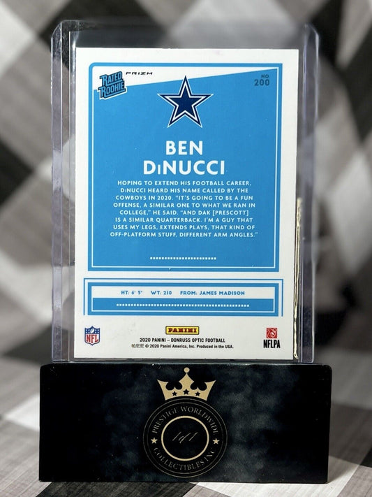Ben DiNucci 2020 Panini Donruss Optic Rated Rookie Green Velocity #20 Cowboys