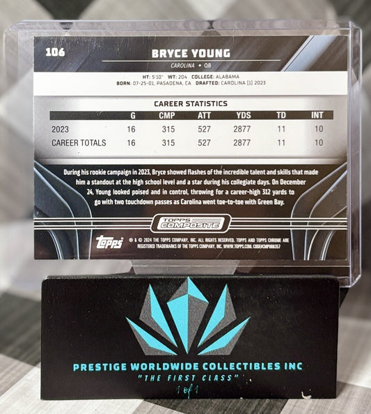 Bryce Young 2023 Topps Composite Chrome Black Rookie #106 Carolina Panthers RC