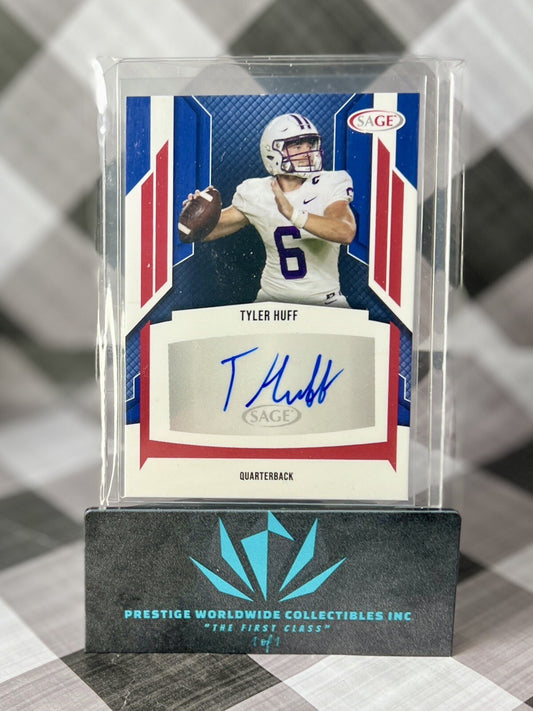 Tyler Huff 2024 Sage Football Red Foil NFL Prospect Auto #A-TH2 Furman Uni. SP