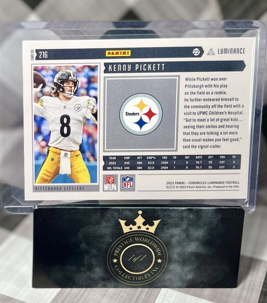 Kenny Pickett 2022 Panini Chronicles Luminance Pink RC #216 Steelers Rookie