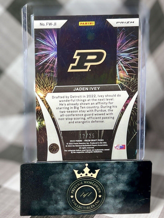 Jaden Ivey 2022 Prizm Draft Picks Fireworks Green /25 #FW-JI - Pistons Purdue