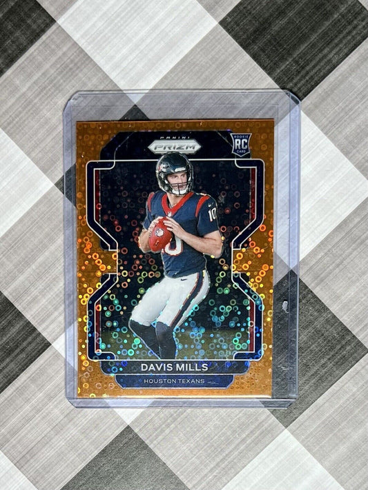 Davis Mills 2021 Panini Prizm Orange Lazer Prizm SP Rookie RC 352 HOUSTON TEXANS