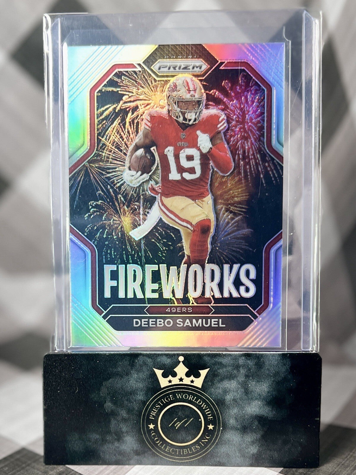 Deebo Samuel 2022 Prizm Fireworks Silver Holo Prizm #17 San Francisco 49ers
