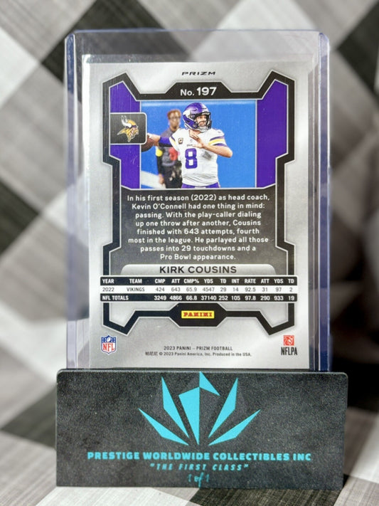 Kirk Cousins 2023 Panini Prizm Orange Cracked Ice #197 Vikings & ATL Falcons