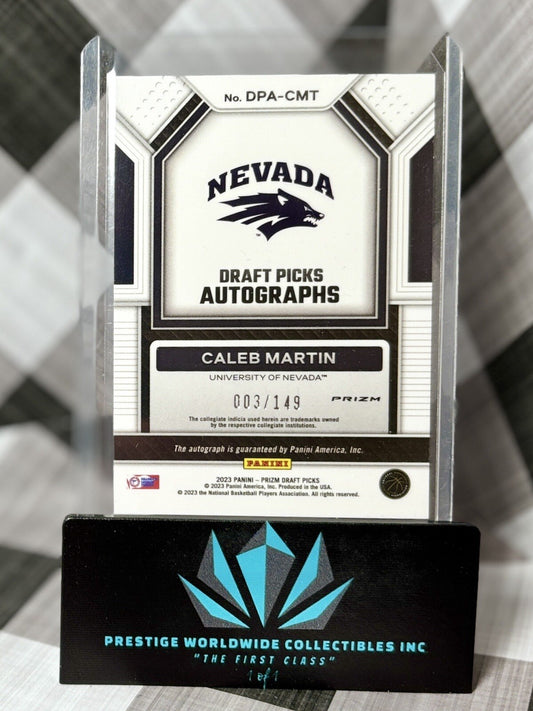 Caleb Martin 2023 Panini Prizm Draft Picks Auto Red /149 #DPA-CMT Nevada & Heat