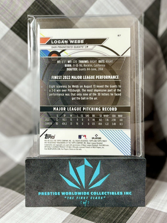 Logan Webb 2023 Topps Finest Green Speckle Refractor /125 #87 San Fran Giants