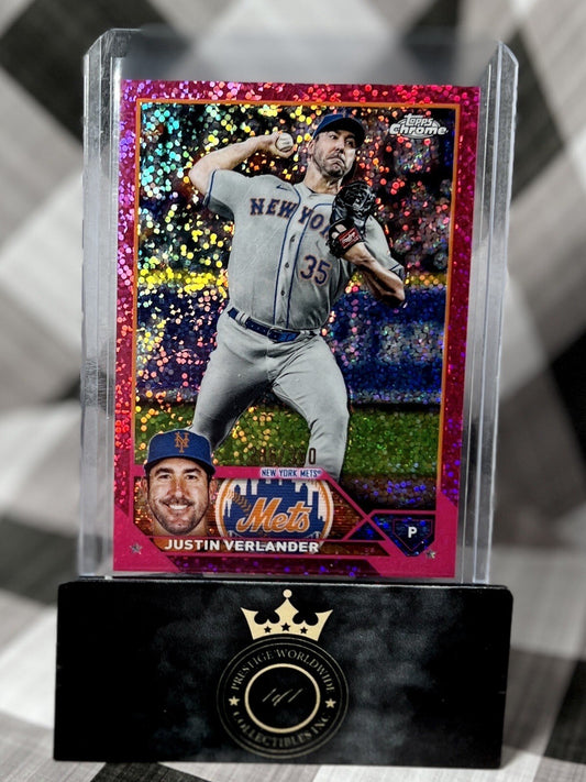 Justin Verlander 2023 Topps Chrome Pink Speckle /350 #126 New York Mets Rangers
