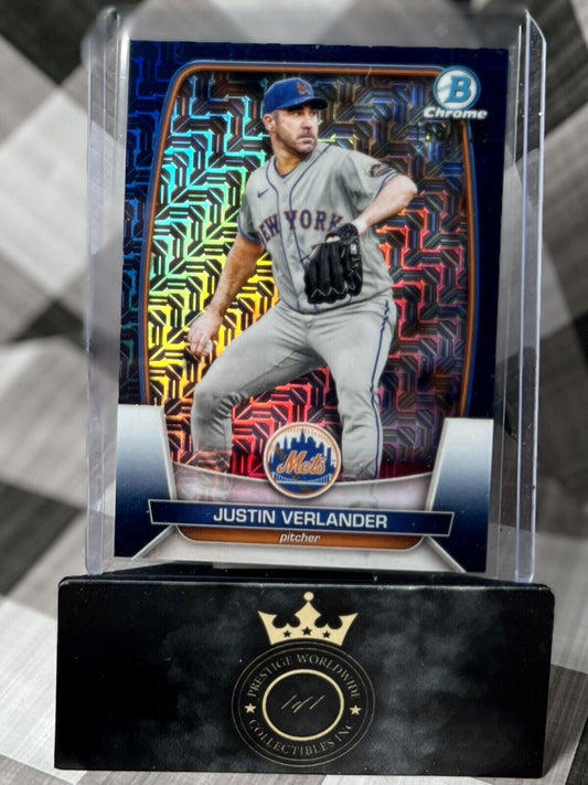 Justin Verlander 2023 Bowman Chrome NAVY BLUE Mega Box Mojo /175 #64 HOU Astros