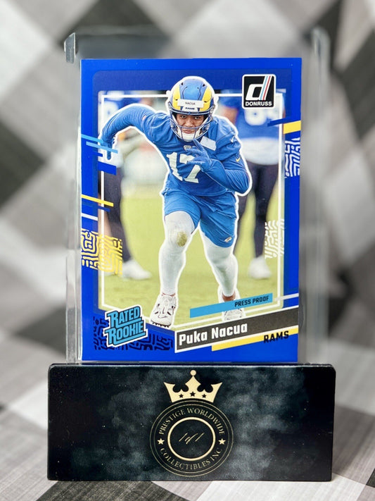 Puka Nacua 2023 Panini Donruss Blue Rated Rookie #357 Los Angeles Rams RC Chase