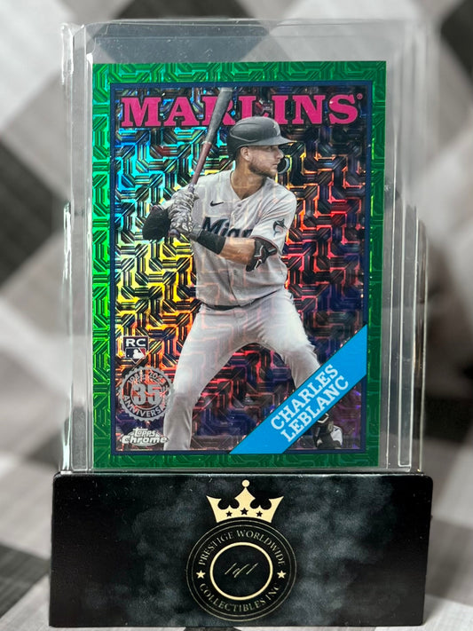 Charles Leblanc 2023 Topps Series 1 1988 Green Mojo Refractor /99 #T88C-28