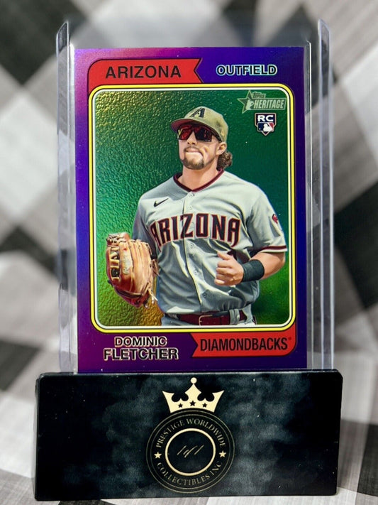 Dominic Fletcher 2023 Topps Heritage High Number Purple Refractor RC #556 DBacks