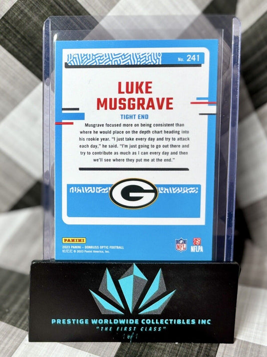 Luke Musgrave 2023 Panini Donruss Optic Rated Rookie Base #241 GB Packers RC