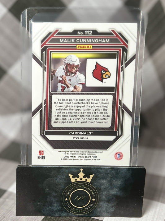 Malik Cunningham 2023 Panini Prizm Draft Picks Red Cracked Ice #112 LOU & Pats