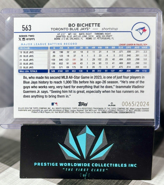 Bo Bichette 2024 Topps Series 2 Gold Border /2024 #563 Toronto Blue Jays