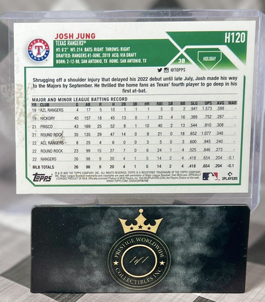 Josh Jung 2023 Topps Holiday Rookie #H120 Texas Rangers World Series RC