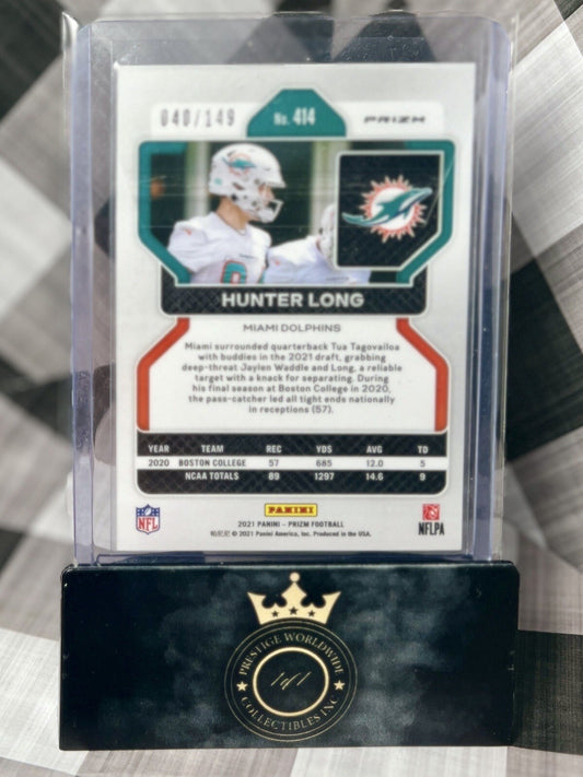 Hunter Long 2021 Panini Prizm Red Wave Rookie /149 #414 RAMS DOLPHINS RC SP